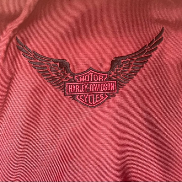 Women's HARLEY DAVIDSON MOTORCYCLES Riding Nylon Jacket - Large Burgundy - Picture 9 of 12
